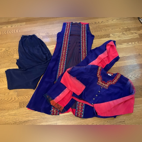 100% silk Ombré 5 pc outfit one size - Picture 8 of 14